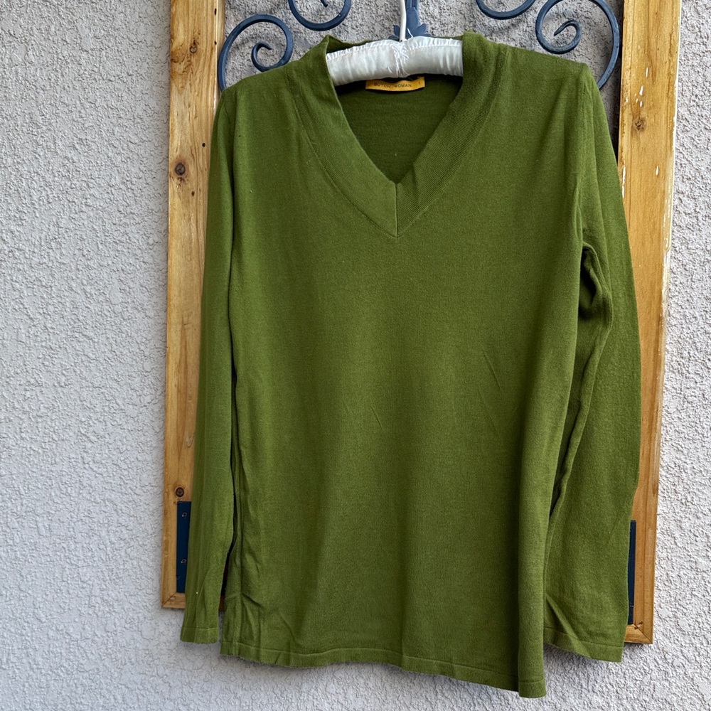 Olive Green V-Neck Sweater